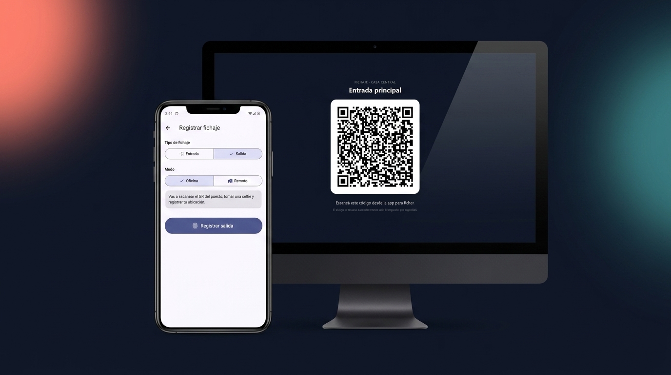 Opciones de fichaje mediante móvil y terminal QR