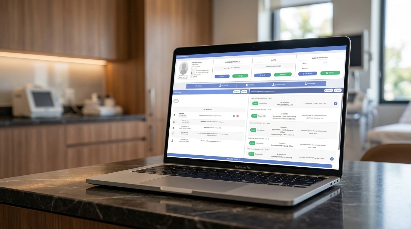 Notebook mostrando la plataforma de salud de Lignum